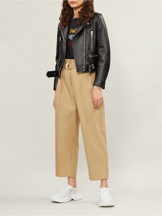 Sandro Pants - Sandro Arthis High Rise Cotton Trouser Beige EU 36